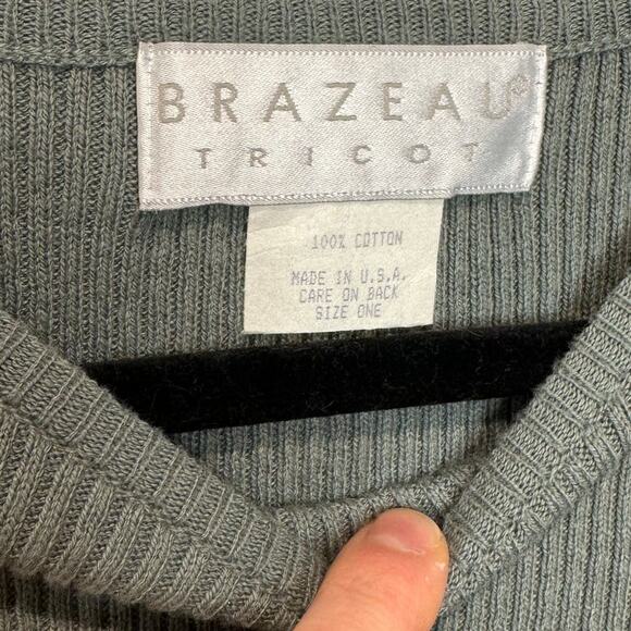 Vintage Brazeau Tricot 100% Cotton Short Sleeve Mini Dress in Forest Green - Picture 4 of 5